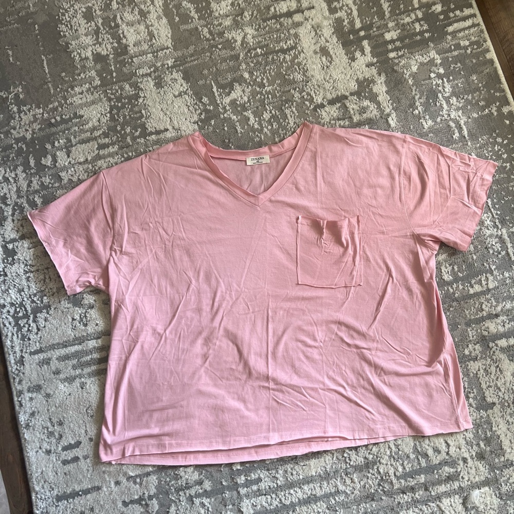 Pink V-Neck Women's Top